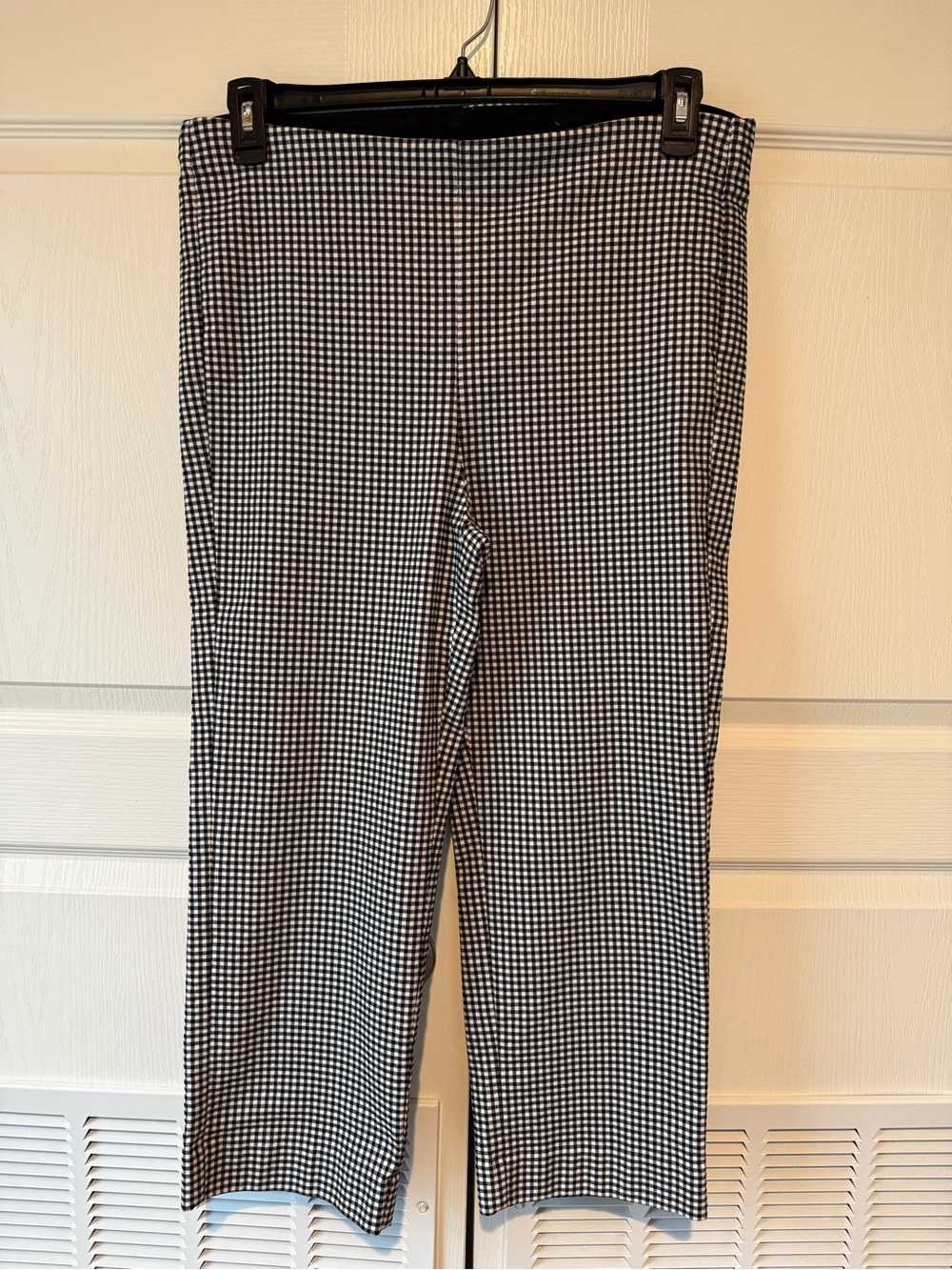 Chicos Size 2 (US 12) Black and White Gingham Check Pants Elastic Waist